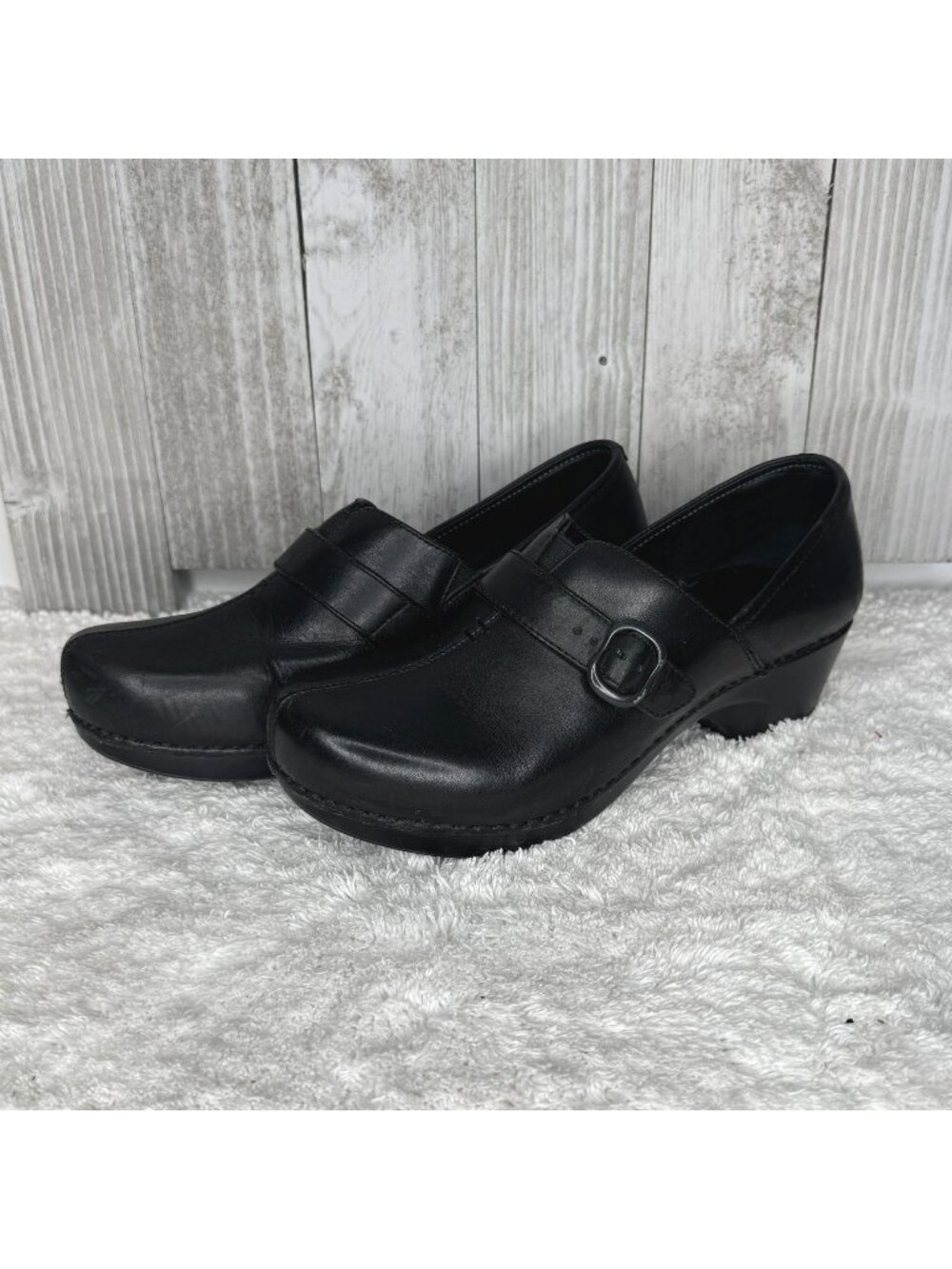 Dansko Black Leather Clogs Tamara Size 39